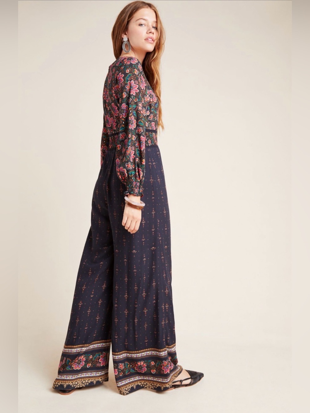 FARM Rio Navy Wide-Leg Floral Jumpsuit with Pink Accents - Picture 4 of 8
